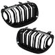 Bmw 5 E60 E61 03-10 Grille Between Headlights Kidneys Left + Right Set Black Glossy Double Bar Curved Slats