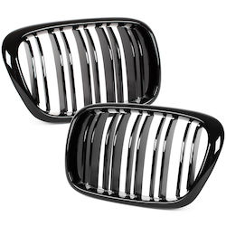 Bmw 5 E39 95-03 Sedan Touring Grille Between Headlights Kidneys Left + Right Set Black Glossy Double Bar
