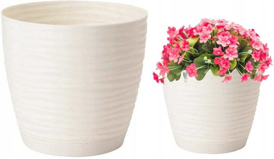 Form Plastic Plastic Flower Pot Cream With Saucer 10x10cm