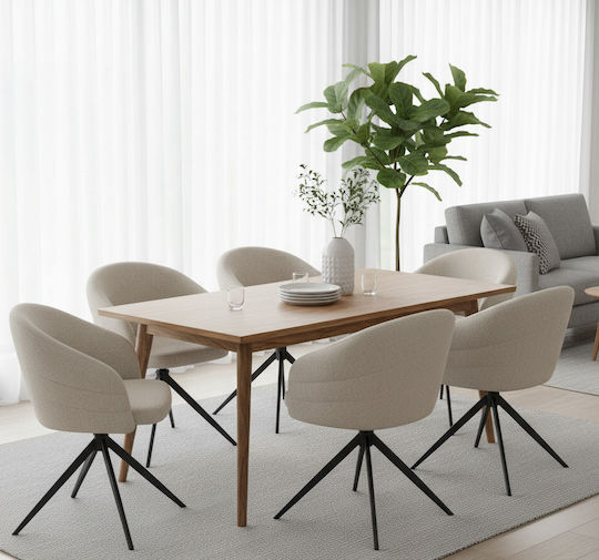 Scaun Sala De Mese Cu Material Textil Bej