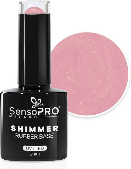 Bază Rubber Shimmer SensoPro Milano #13 Musical Rose Shimmer Gold 10ml