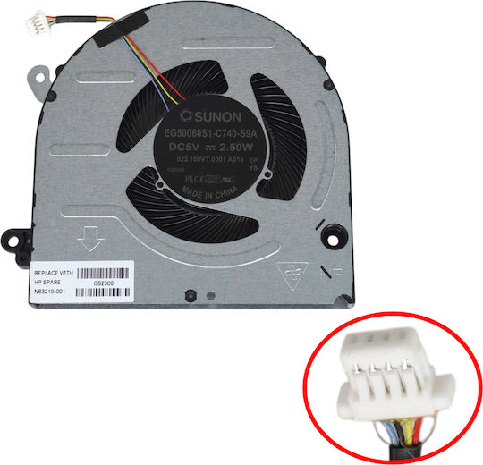 Laptop Fan CPU GPU Cooling Fan HP Pavilion Plus 16-ab 16t-ab TPN-W161 N63219-001 EG50060S1-C740-S9A 023.100VT.0001 Right Fan UMA 5V 4Pin Code 81704