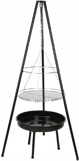Hängender Holzkohlegrill Feuerbox 52cm Schwarzer Stahl Chrom Rost