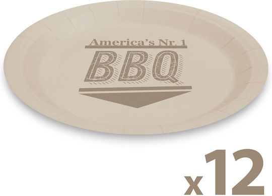 Bbq Paper Plates 23 Cm Set 12 Disposable Plates