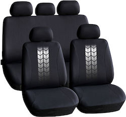 Универсален Комплект Калъфи За Автомобилни Седалки 9 Броя Сив Черен Перални Съвместими С Въздушна Възглавница
