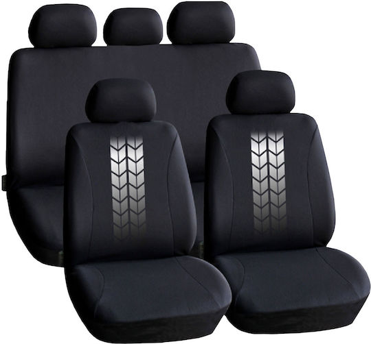 Universal Autositzbezüge Satz 9 Stück Grau Schwarz Waschbar Airbag Kompatibel