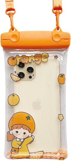 Waterproof Flippy Underwater Case Snowproof Universal Impermeable Phone Documents Lanyard Orange Girl Orange
