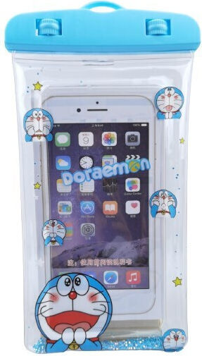 Flippy Glitter Kids Waterproof Underwater Case Snowproof Universal Cord Phone Documents Cat Blue