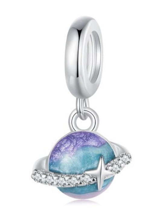 Daskalakis Planet Charm mit Steinen aus Silber mit Zirkon Blau