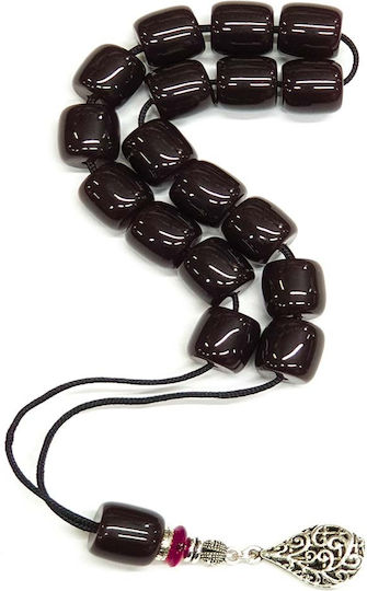 Roloi Komboloi Worry Beads with 17 Resin Beads Length 28cm Brown