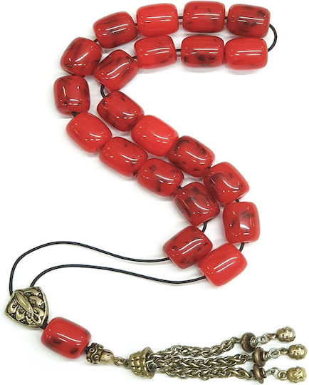 Roloi Komboloi Worry Beads with 21 Beads Made of Resin Length 37cm Red