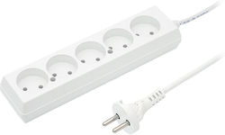Extension Cord 5-socket Without Switch 10a 3m Omy 2x1 White Ps-560 T-105770 Extension Cord 5-socket Without Switch 10a 3m Omy 2x1 White Ps-560 T-105770