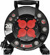 Extreme Line Reel Extension Cord 4 Sockets Switch Ip44 16a H07bq-f 3x1.5 20m Black W-100080