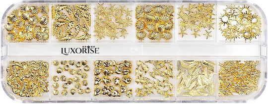 Luxorise Nail Art Nail Rhinestones Gold Summer 12 Designs