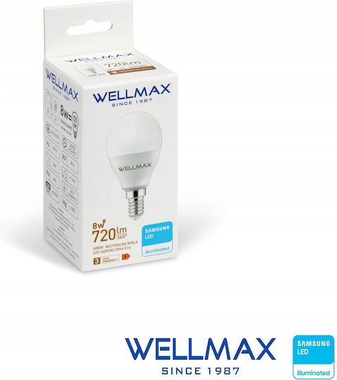 Wellmax LED Bulb 8W for E14 Socket Natural White 720lm