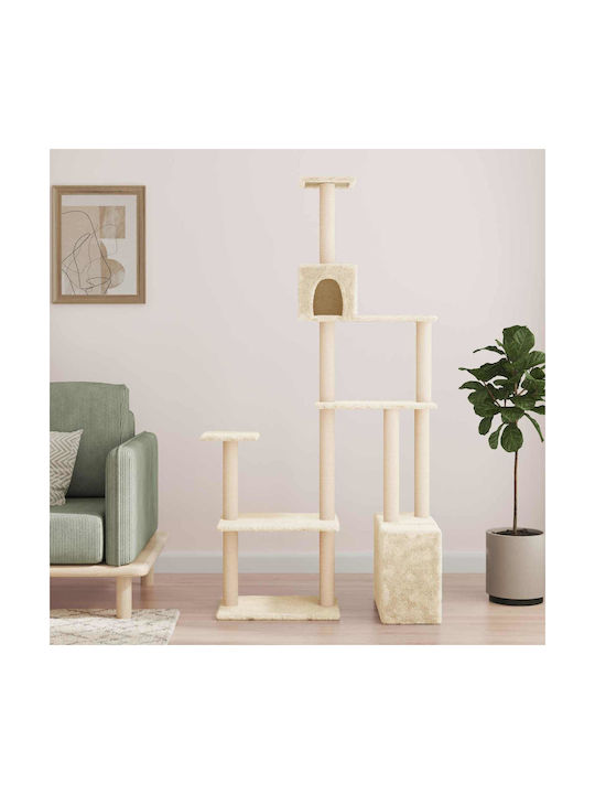 vidaXL Cat Scratching Post Cat Tree Beige 96x47.5x177.5 cm