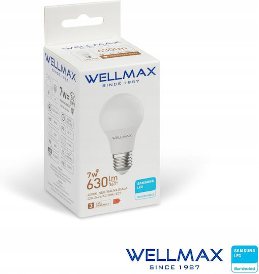 Led Bulb 7w E27 90lm/w 630lm Neutral 4000k Samsung Gol123n07