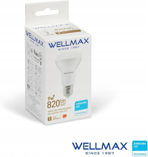 Led Bulb R63 E27 9w 91lm/w 820lm Neutral 4000k Samsung Gol1r63n09