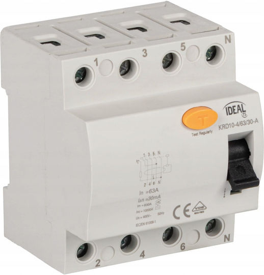 Residualstromschutzschalter 4p 63a 0,03a Typ A Krd10-4 63 30-a 38746