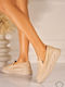Leather Women's Moccasins In Beige Colour