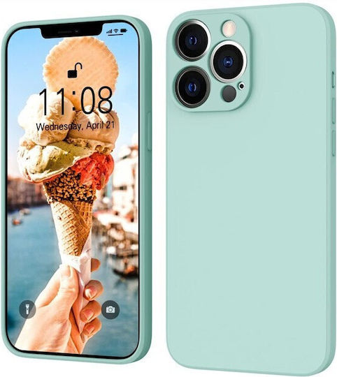 Flippy Liquid Silicone Case Apple Iphone 14 Pro Microfiber Interior Shock Protection Light Cyan