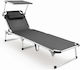Solart Gray Foldable Aluminum Beach Sunbed with Shader and Pillow 193x58x31cm