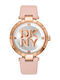 DKNY Essential Logo Γυναικείο Ρολόι Μπαταρίας με Ροζ Δερμάτινο Λουράκι