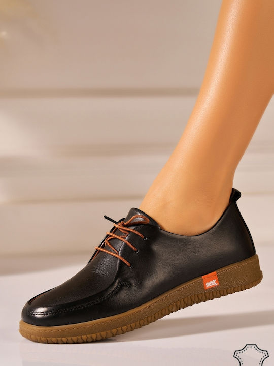 SCVDRG Δερμάτινα Γυναικεία Oxfords σε Μαύρο Χρώμα