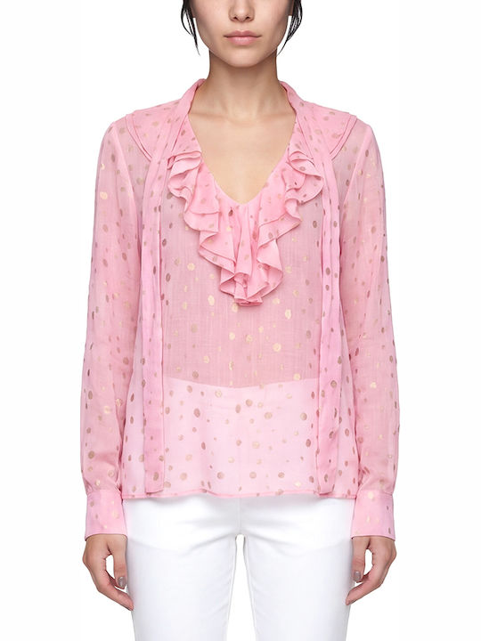 Twenty 29 Women's Blouse Long Sleeve with V-Neckline Pink
