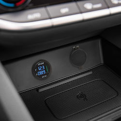 Priză Usb Auto 12v 24v cu Voltmetru Suport Brichetă Încărcare Rapidă Led Albastru