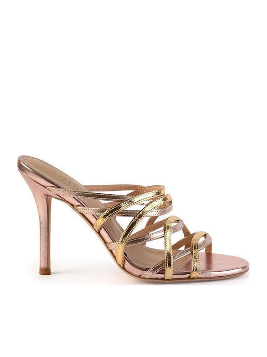 Chevalier Damen Sandalen Aus Leder Rosa Gold AM 1F102-8 Rosegold/Gold
