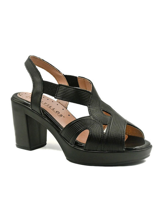 Pitillos Leather Anatomic Black Sandals