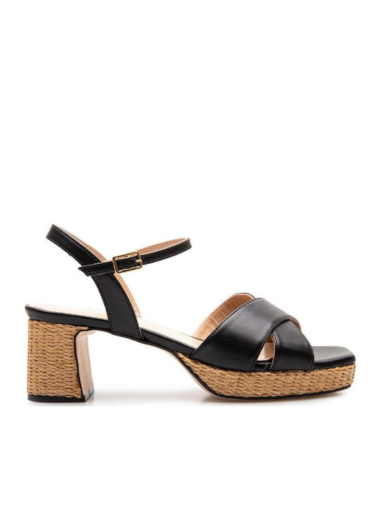 Mourtzi Leather Black Sandals