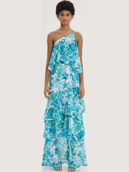 Maxi Abendkleid mit Rüschen Weiß