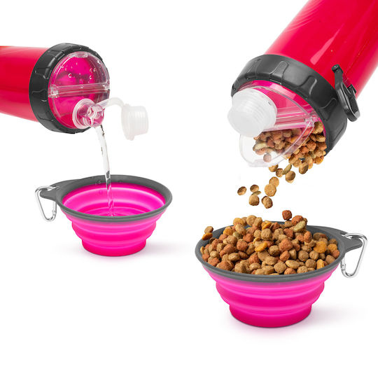 Plastik Futter-Schale für Hund 350ml in Rosa Farbe