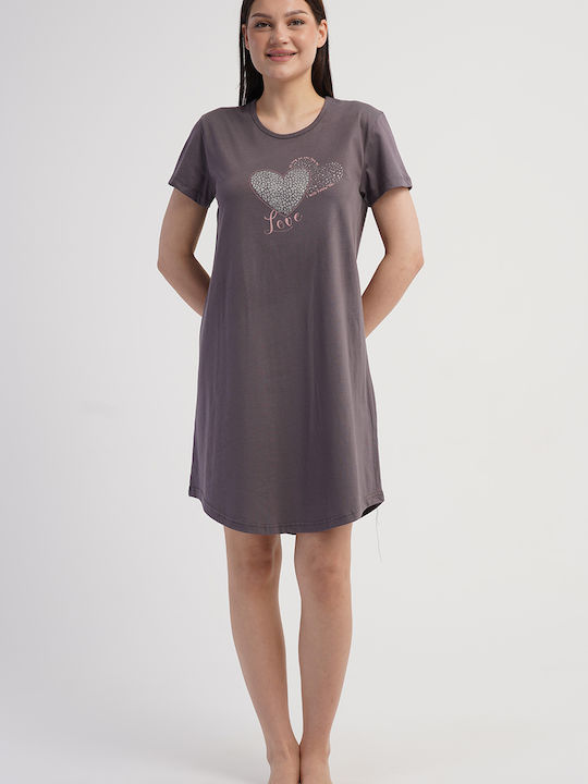 Vienetta Secret Sommerliches Damen-Nachthemd Grau Vienetta Secret Sommerliches Damen-Nachthemd Grau