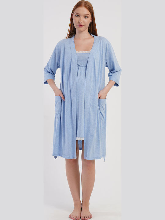 Vienetta Secret Sommerliches Damen-Schlafanzug-Set Blau Raph