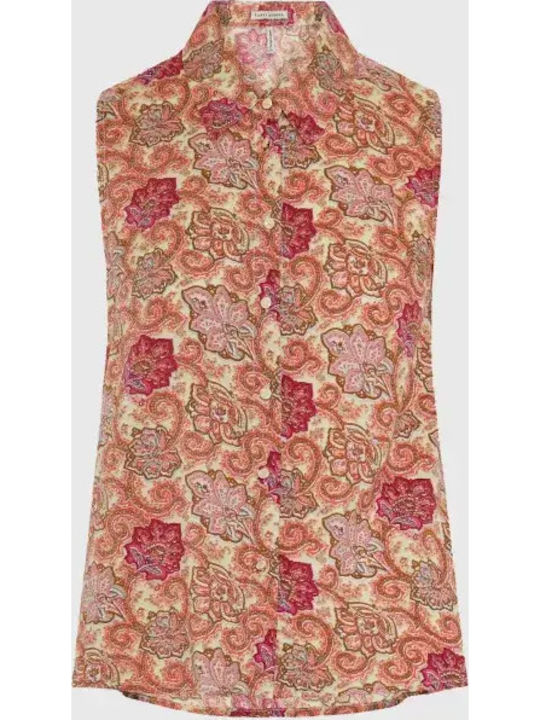 Ärmelloses Damen Denim Hemd Pink Lemonade Blumen