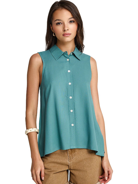 Funky Buddha Sleeveless Women's Shirt Green Lake