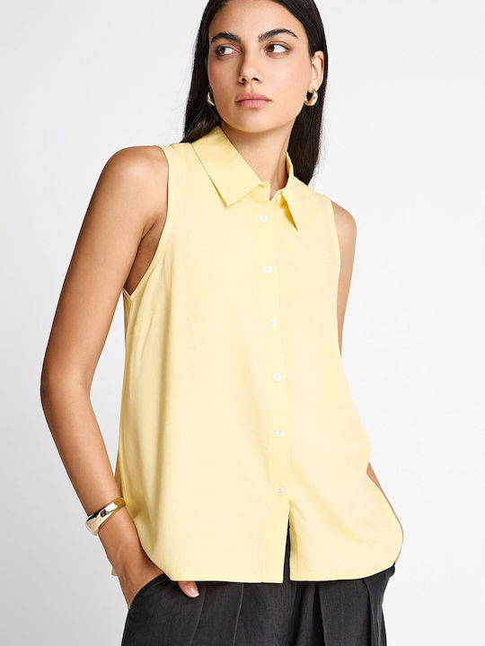Funky Buddha Sleeveless Women's Shirt Yellow