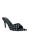 Leather Mules with Thin High Heel in Black Colour
