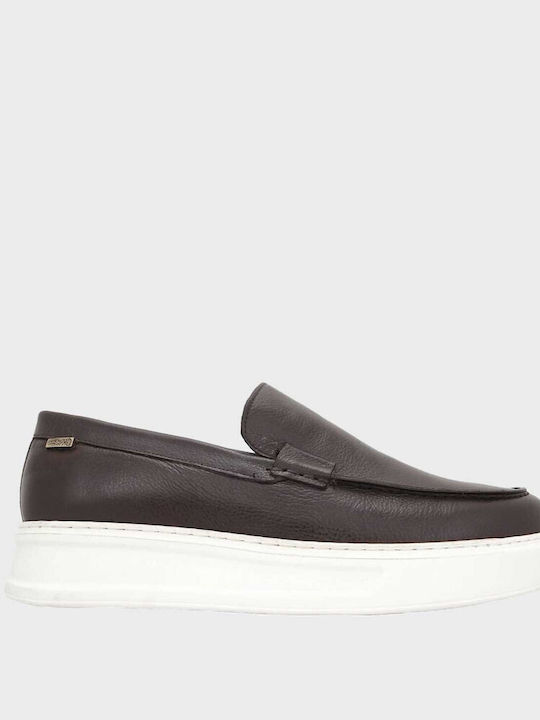 Leather Men's Loafers in Brown Color AM3522.41801.D-1453
