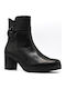 Leather Women's Ankle Boots with Medium Heel Black