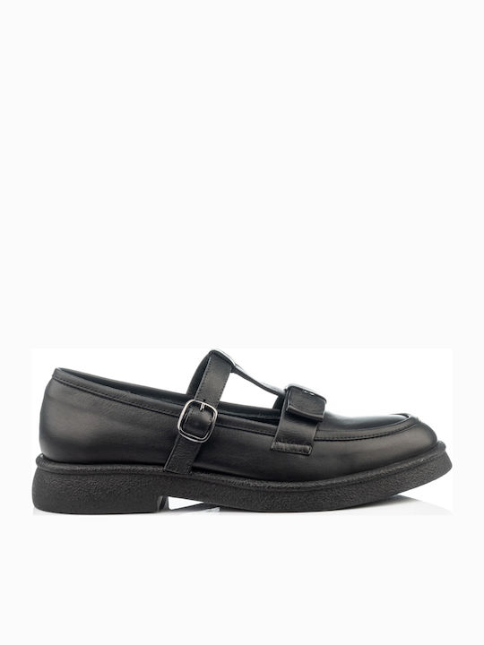 Mago Shoes Δερμάτινα Γυναικεία Loafers σε Μαύρο...