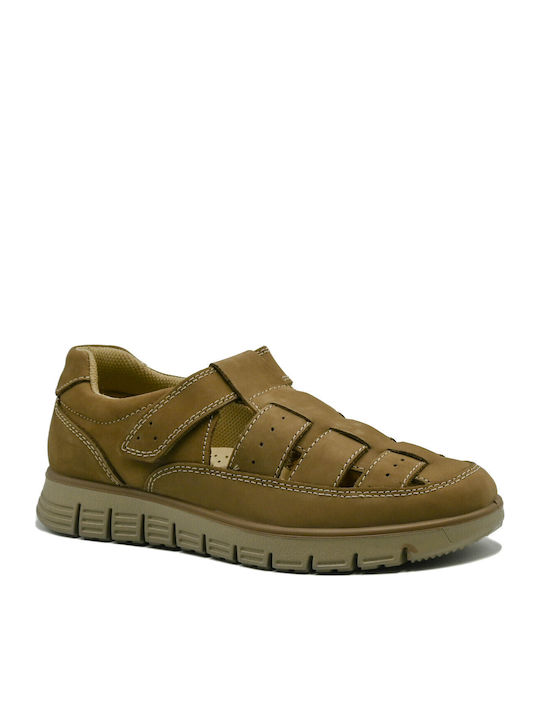 Leather Men's Sandals in Beige Colour