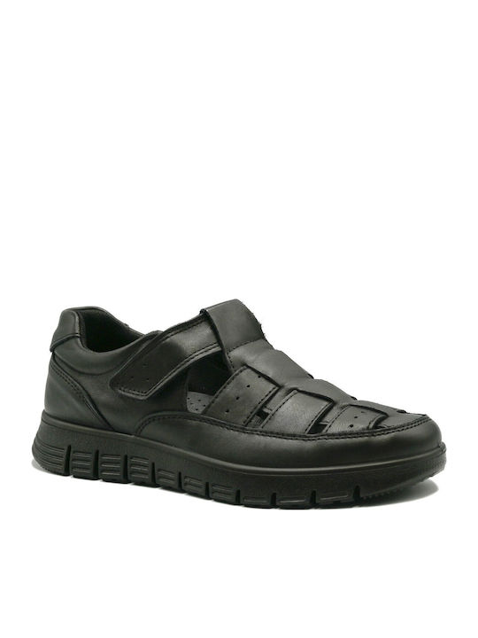 Imac Leather Men's Sandals In Black Color