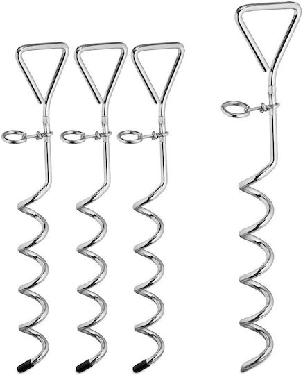 Set 4 Cuiere Spirale Pentru Cort Relaxdays Argintii 42,5x8,5x4,5 Cm