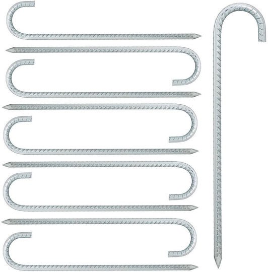Set 10 Cuiere Pentru Cort Relaxdays 38.5x1.2x7.5 Cm Argintii