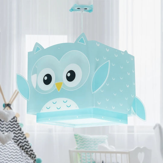 Ango Little Single-Light Kids Ceiling Light Hanging Made of Plastic 15W with E27 Base Turquoise 33x24cm