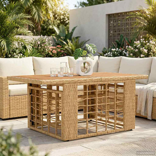 Τραπέζι Καθιστικού Εξωτερικού Χώρου Rattan Φυσικό 100x55x37εκ.